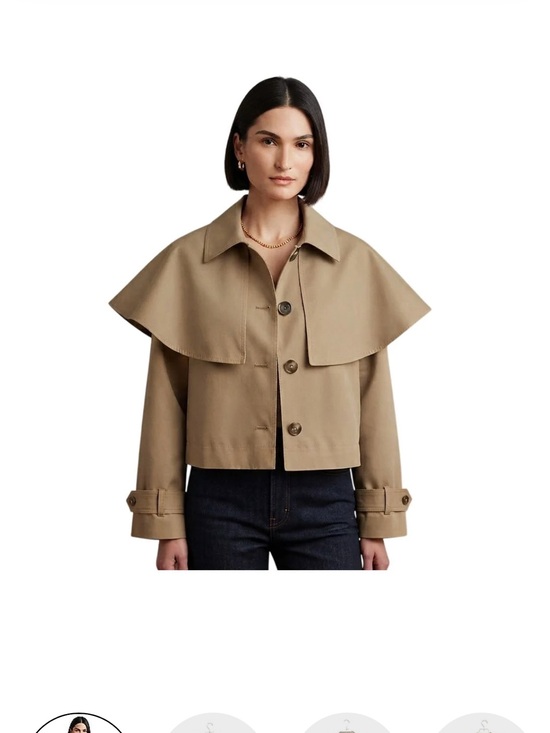 Caroline Constas Jackets & Blazers - Caroline Constas Cropped Cape-Detail Jacket in Khaki NWT